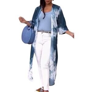 Colleen Lopez Blue White Tie Dye Duster MP New In Package